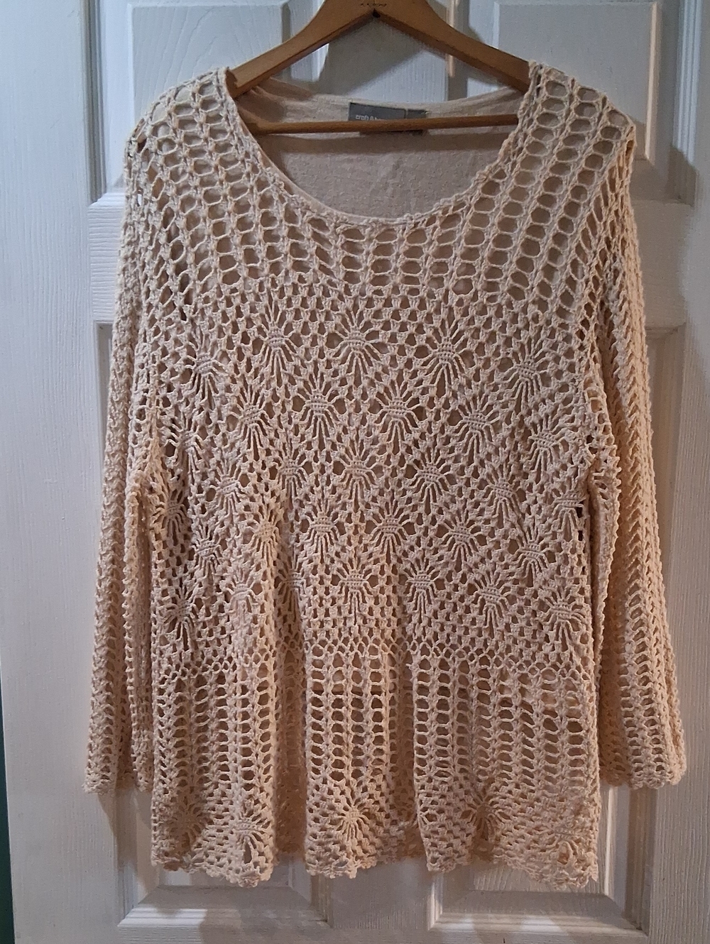 croft & barrow Cream Crochet Openwork Sweater With Under Tank